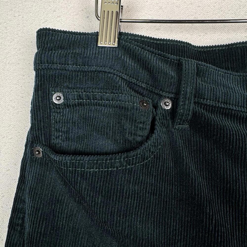 Gap Corduroy Pants Women’s 10/30 Green High Rise Stride Wide Leg Zip 11” Leg - Picture 7 of 9